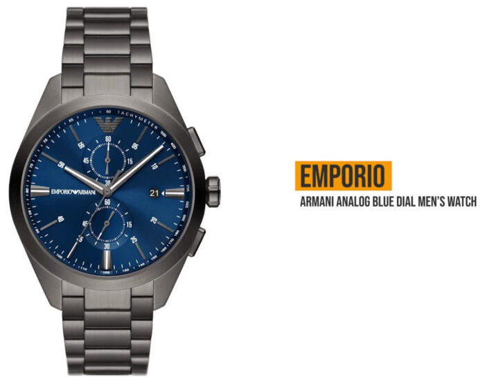 Emporio Armani Chronograph Quartz Blue Dial Grey Steel Strap Watch For Men - AR11481 - Image 4